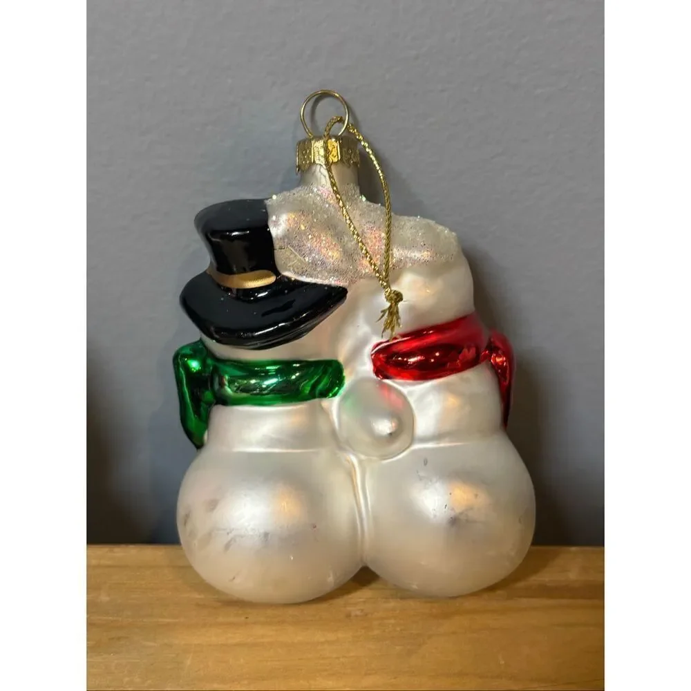 Vintage blown glass Christmas tree ornaments snowman and Nutcracker soldier bund